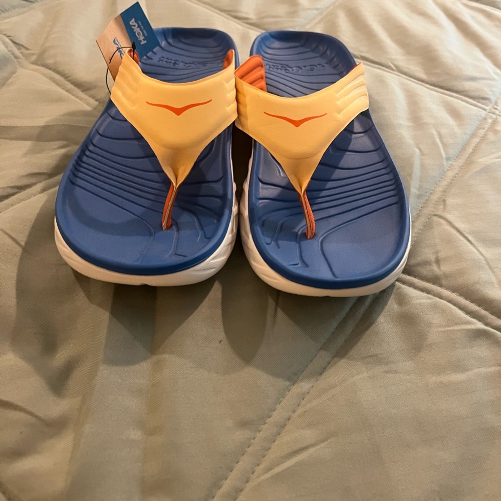 Hoka Blue and Orange Sandals